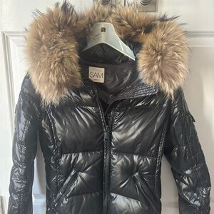 SAM Black Outerwear with Fur Accent